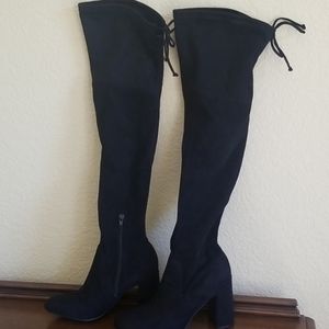 Black Suede Over the Knee Boots, New without Box,  Size 6.5